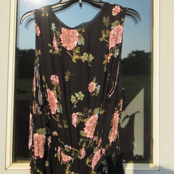 Relisted American Rag floral print sleeveless dress w crochet like detail 3X jrs - Picture 7 of 16